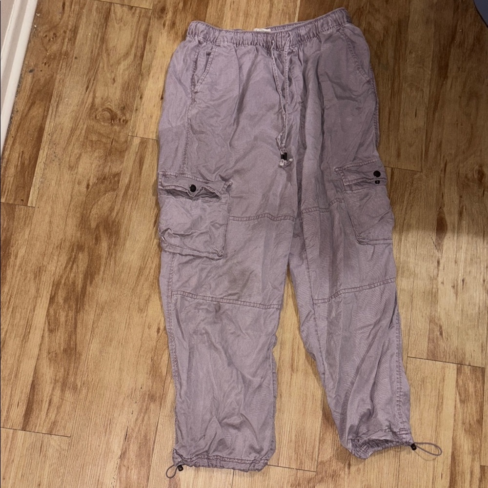 Kids Gray Cargo Pants with jaw strings